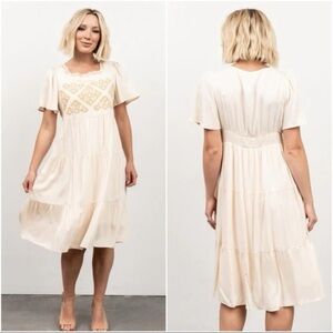 Baltic Born • Cambridge Ivory Embroidered Midi Dress XL NWT